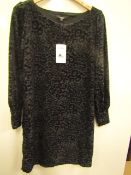 Next Ladies Black Burnt Out Shift Dress size 10 new with tag