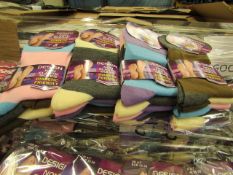 12 x Pairs of Ladies Design Non Elastic Socks size 4-7 new in packaging