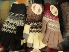 3 x Ladies Knitted Patterned Gloves with iTouch new with tags