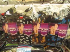 12 X Pairs of Ladies Design Socks size 4-7 new in packaging