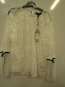 Lipsy White Lace Tie Sleeve Top size 18 new with tag