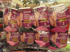 12 x Pairs of Ladies Design Non Elastic Socks size 4-7 new in packaging