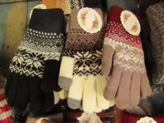 3 x Ladies Knitted Patterned Gloves with iTouch new with tags