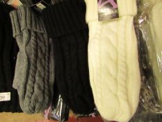 3 X Pairs of Ladies Fleece Lined Cable Knit Style Mittens, 3 different colours ( see Picture )