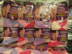 12 x Pairs of Ladies Design Non Elastic Socks size 4-7 new in packaging