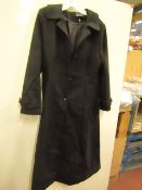 Junes Young Over Black Longline Coat, size approx 12