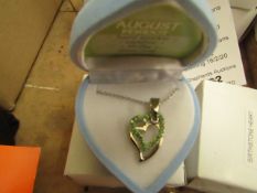 August Birth Stone Crystal Heart Necklace in Heart Gift Box new