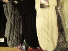 3 X Pairs of Ladies Fleece Lined Cable Knit Style Mittens, 3 different colours ( see Picture )