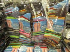 12 X Pairs of Mens Design Socks size 6-11 new in packaging