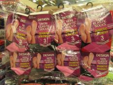 12 x Pairs of Ladies Design Non Elastic Socks size 4-7 new in packaging