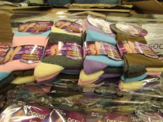 12 x Pairs of Ladies Design Non Elastic Socks size 4-7 new in packaging