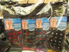 12 X Pairs of Mens Design Socks size 6-11 new in packaging