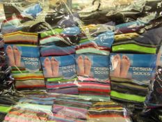 12 X Pairs of Mens Design Socks size 6-11 new in packaging