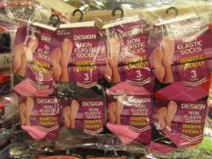 12 x Pairs of Ladies Design Non Elastic Socks size 4-7 new in packaging