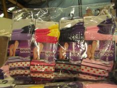 12 X Pairs of Ladies Design Socks size 4-7 new in packaging