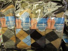 12 X Pairs of Mens Design Socks size 6-11 new in packaging