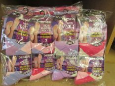 12 x Pairs of Ladies Design Non Elastic Socks size 4-7 new in packaging