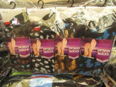 12 X Pairs of Ladies Design Socks size 4-7 new in packaging