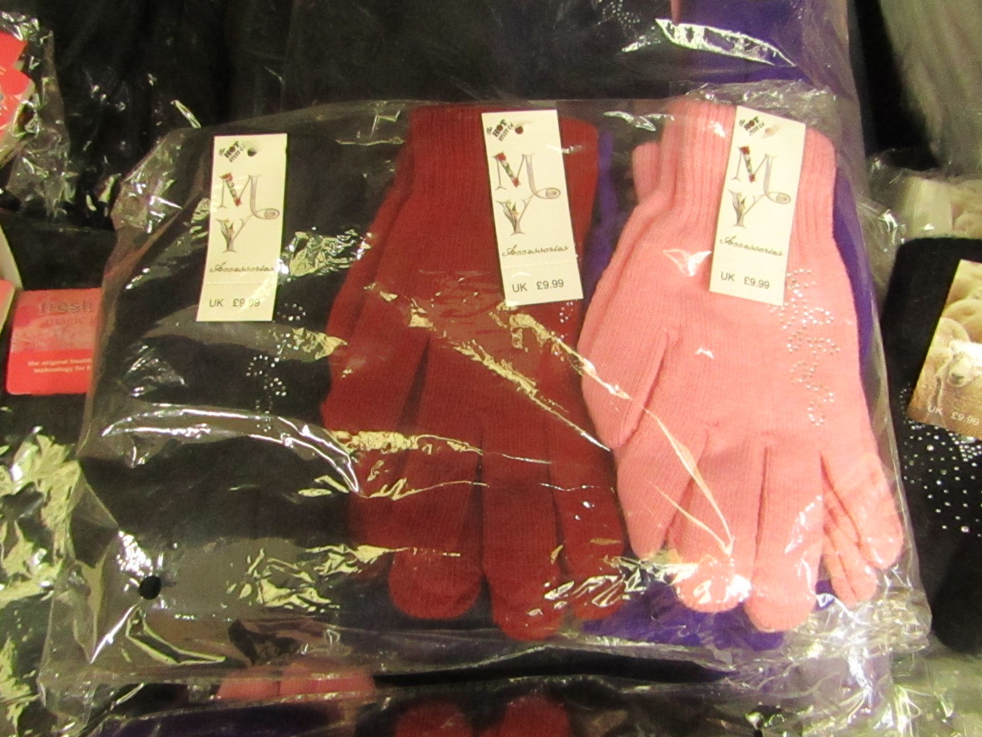 12 x Pairs of Accessories Ladies Gloves with Diamante Design various colours, RRP £9.99 each new and