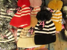 5 x Accessories Girls Fleece Lined Hats with Faux Fur Bobble RRP £9.99 each new with tag (see