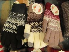 3 x Ladies Knitted Patterned Gloves with iTouch new with tags