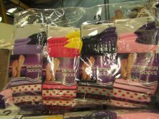 12 X Pairs of Ladies Design Socks size 4-7 new in packaging