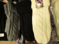 3 X Pairs of Ladies Fleece Lined Cable Knit Style Mittens, 3 different colours ( see Picture )