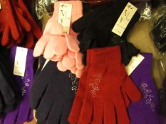 12 x Pairs of Accessories Ladies Gloves with diamante design , various colours, RRP £9.99 each new