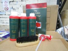 The Pelle System Leather Cleaner sets.Includes Brush, Ink remover,cleaner & Conditioner. New &