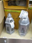 Set of 2 Silver Moroccan Lanterns.Ideal for use with Candles. New & Boxed