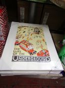 5 x 'Underground' Canvas prints.New & Packaged