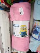 Minions fleece blanket, new and packaged.