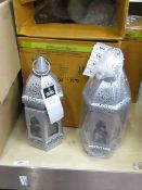 Set of 2 Silver Moroccan Lanterns.Ideal for use with Candles. New & Boxed