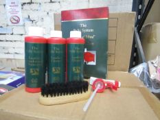 The Pelle System Leather Cleaner sets.Includes Brush, Ink remover,cleaner & Conditioner. New &