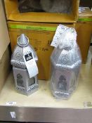 Set of 2 Silver Moroccan Lanterns.Ideal for use with Candles. New & Boxed