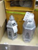 Set of 2 Silver Moroccan Lanterns.Ideal for use with Candles. New & Boxed