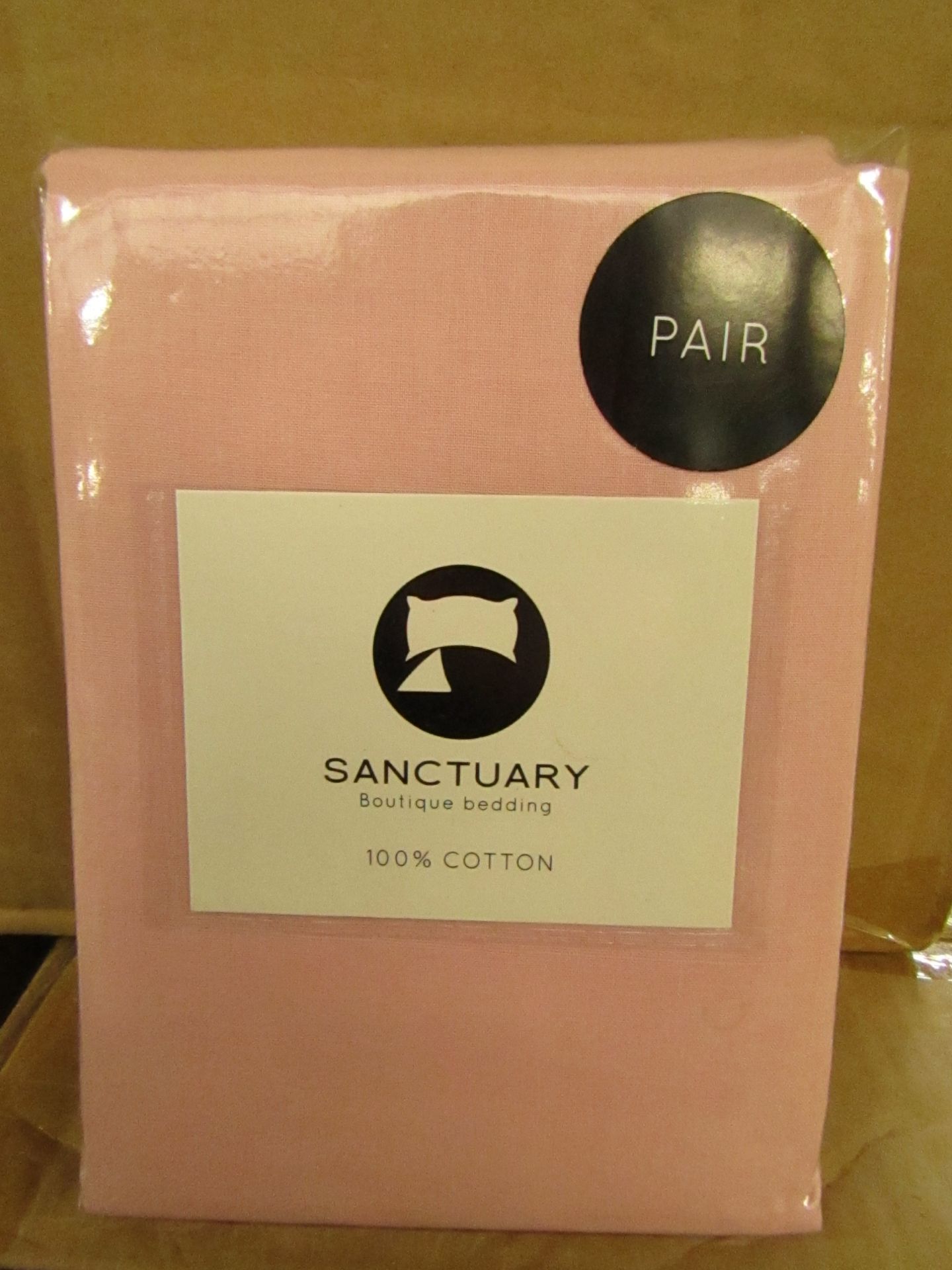 1 X Pair of Sanctuary Plain Housewife Pillowcases Blush 48 X 76 + 18cm Flap 100 % Cotton,new &