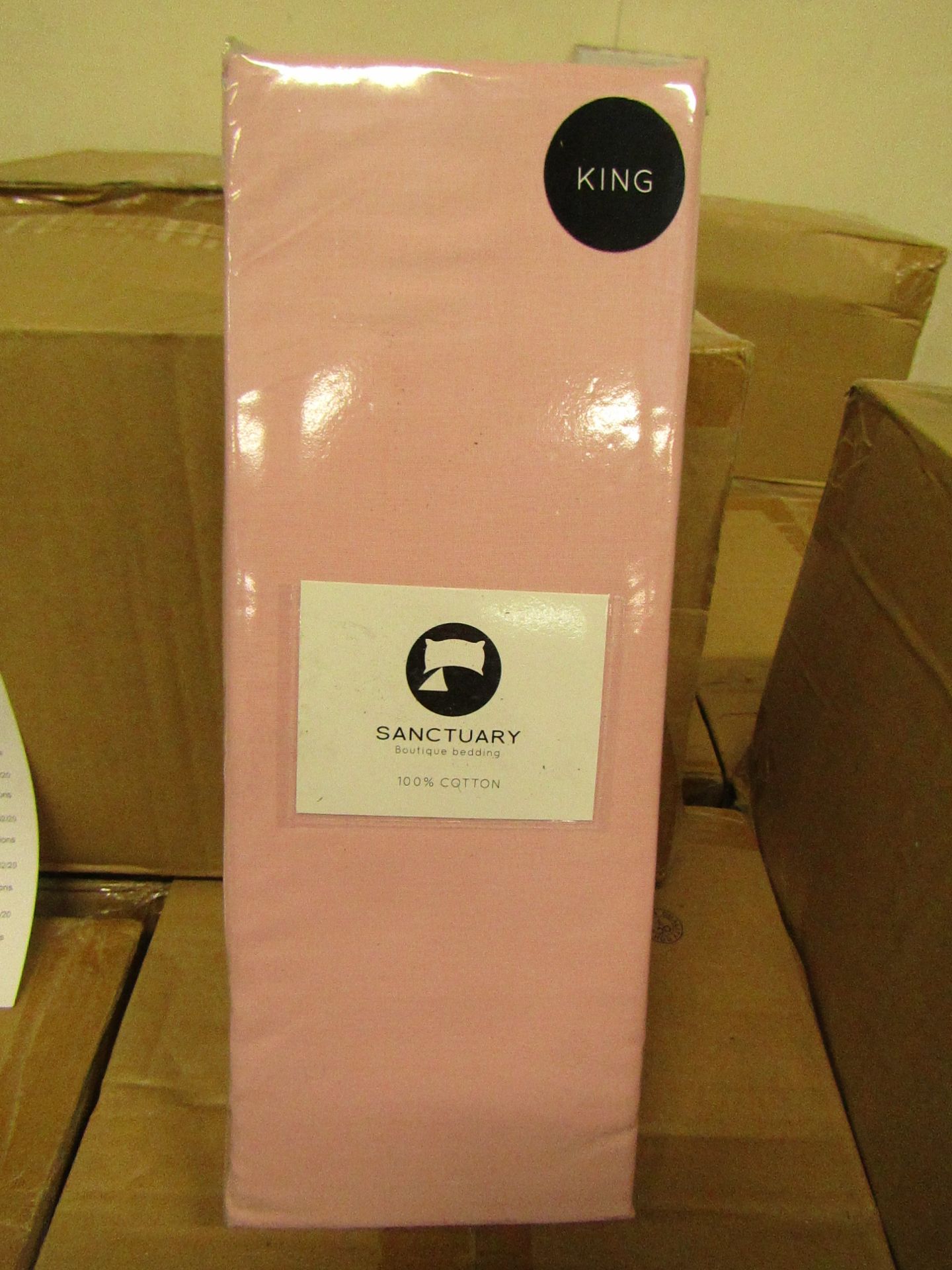 Sanctuary Fitted Sheet With Deep Box Kingsize Blush 100 % Cotton New & Packaged