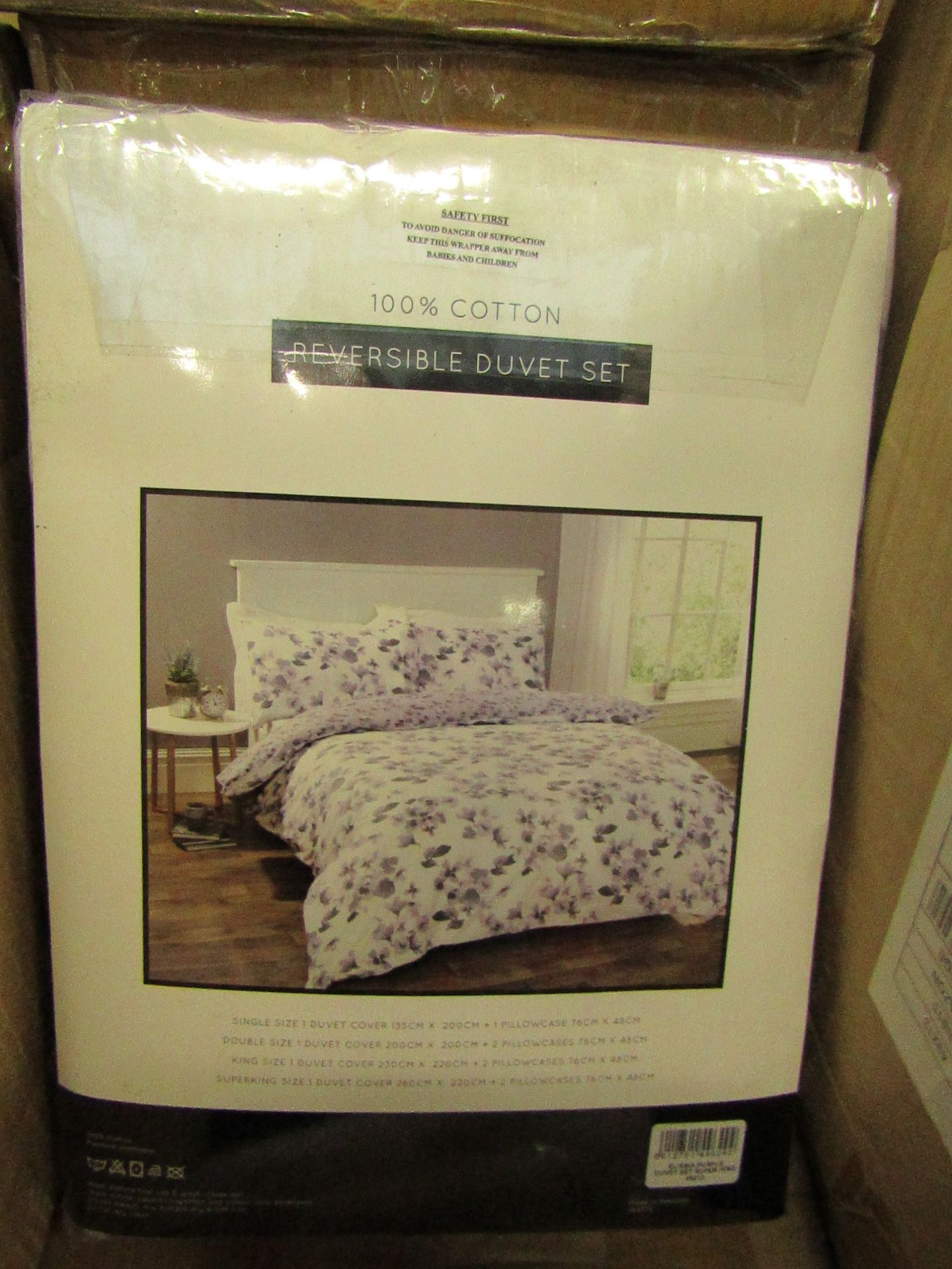 Sanctuary Elissia Purple Reversible Duvet Set Superking 100 % Cotton RRP £79.99 New & Packaged