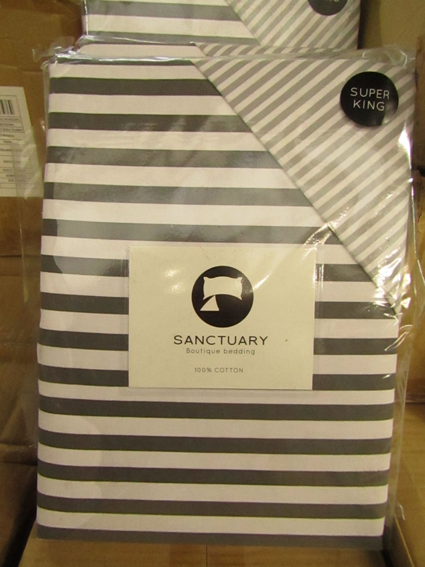 Sanctuary Harper Mono Superking Reversible Duvet Set,100 % Cotton RRP £79.99 New & Packaged