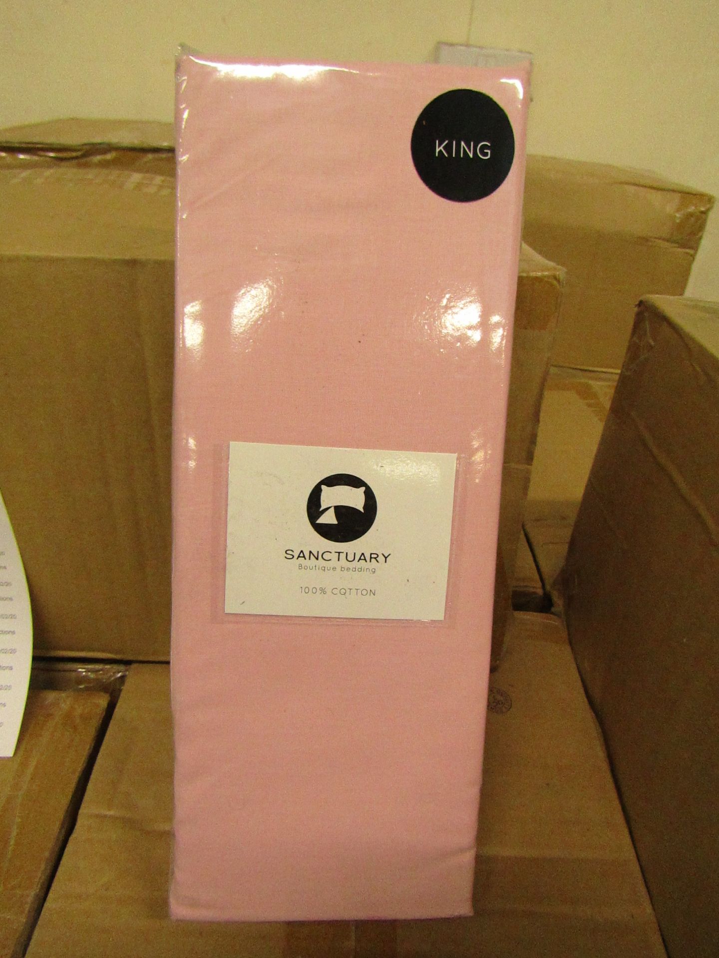 Sanctuary Fitted Sheet With Deep Box Kingsize Blush 100 % Cotton New & Packaged