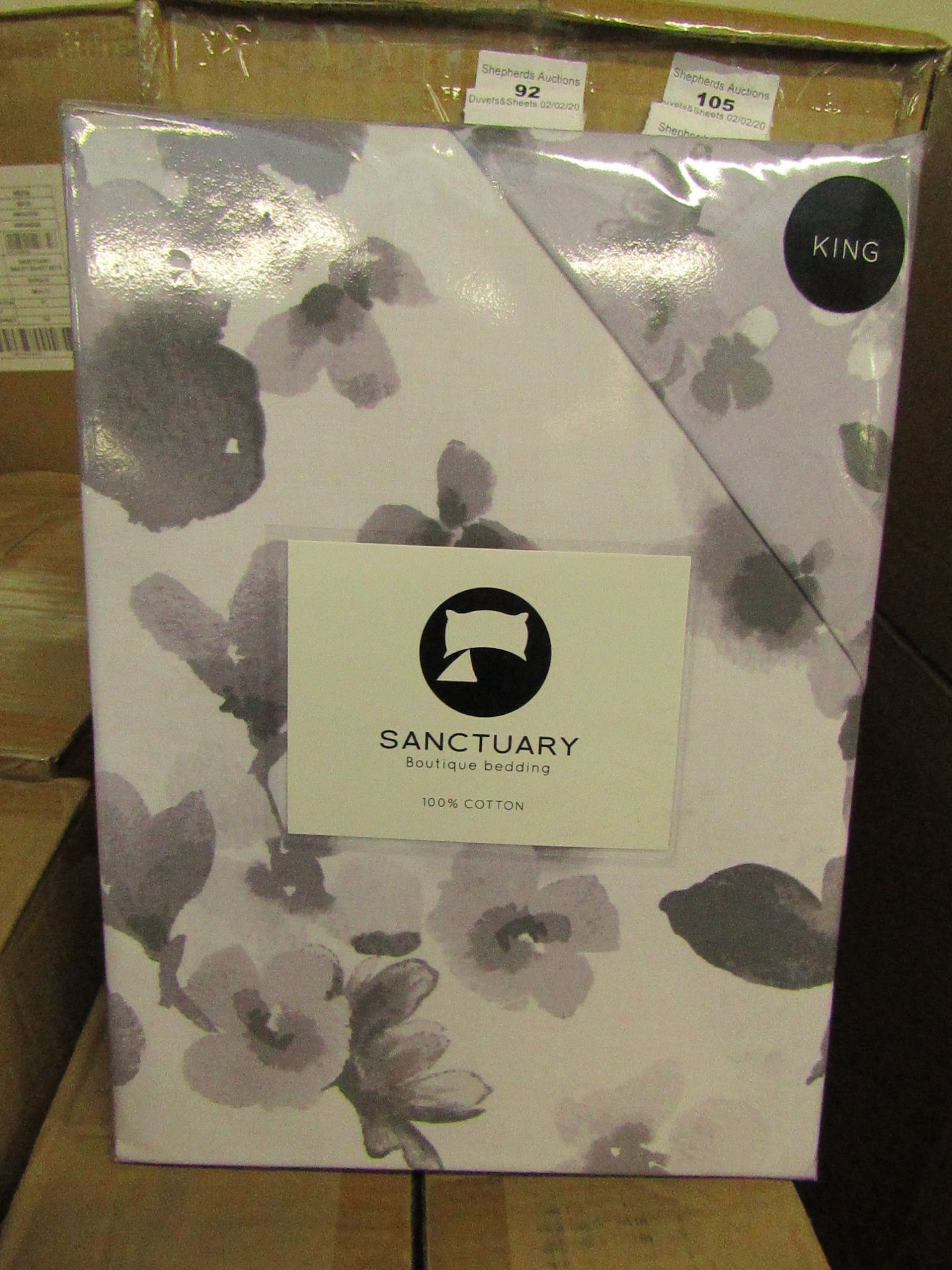 Sanctuary Elissia Purple Reversible Duvet Set Kingsize 100% Cotton RRP £69.99 New & Packaged