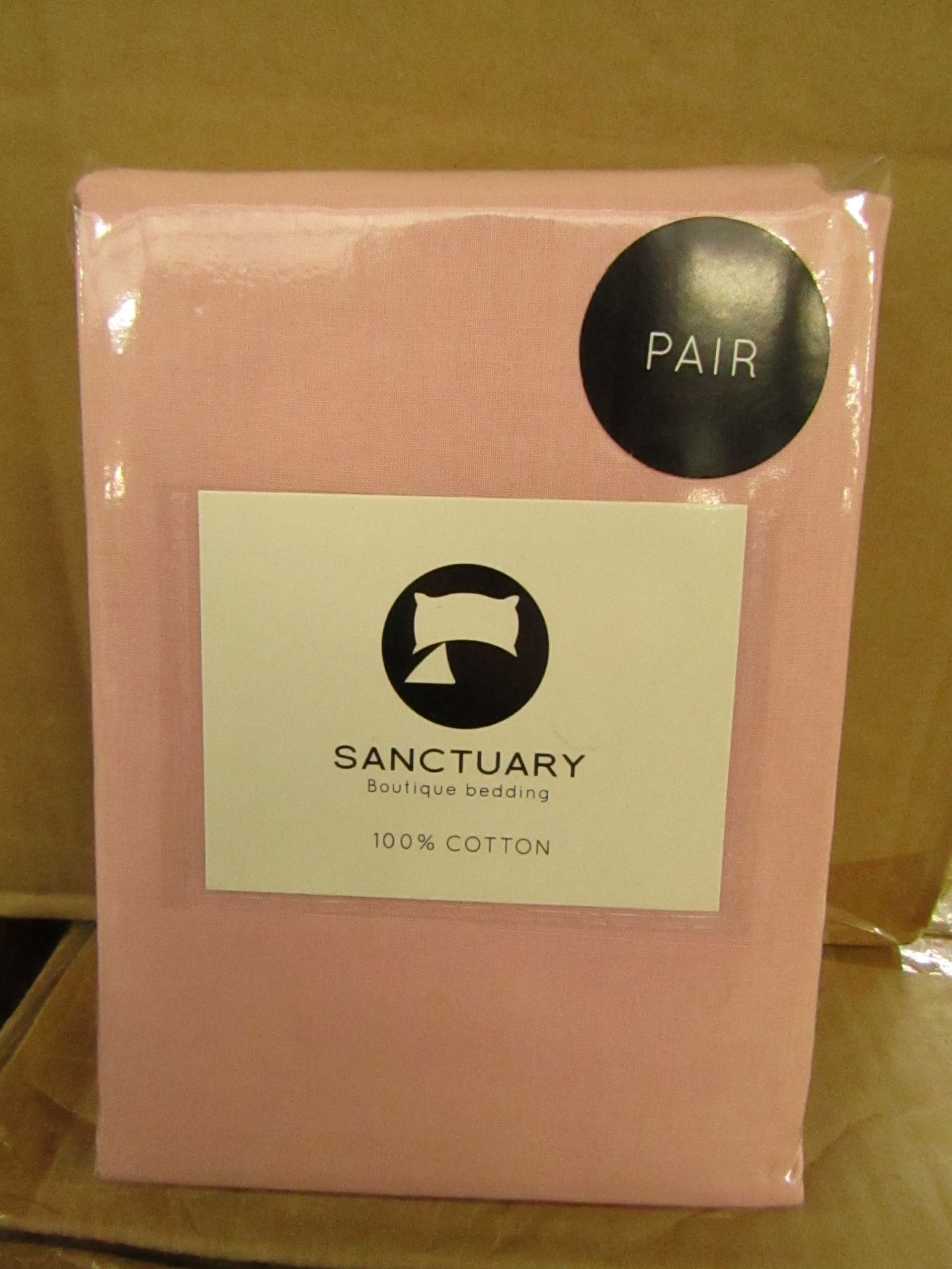 1 X Pair of Sanctuary Plain Housewife Pillowcases Blush 48 X 76 + 18cm Flap 100 % Cotton,new &