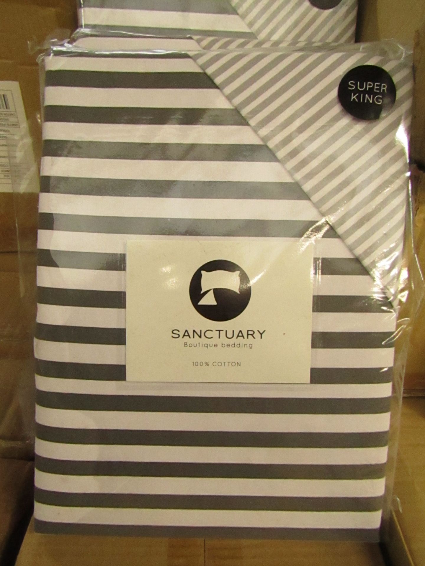 Sanctuary Harper Mono Superking Reversible Duvet Set,100 % Cotton RRP £79.99 New & Packaged
