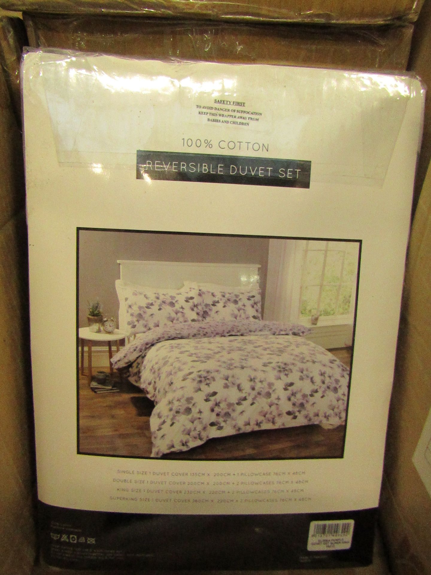 Sanctuary Elissia Purple Reversible Duvet Set Superking 100 % Cotton RRP £79.99 New & Packaged