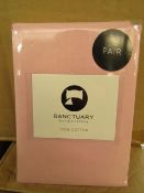 1 X Pair of Sanctuary Plain Housewife Pillowcases Blush 48 X 76 + 18cm Flap 100 % Cotton,new &