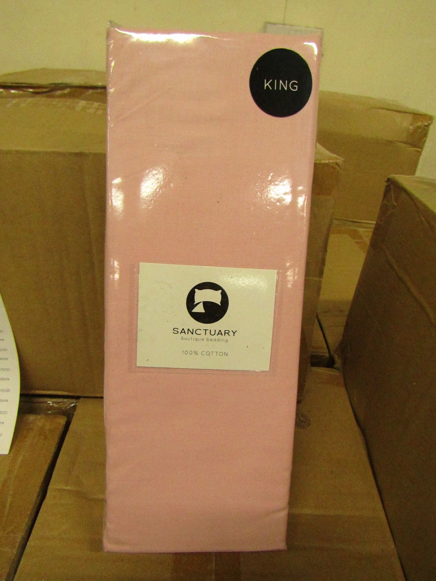 Sanctuary Fitted Sheet With Deep Box Kingsize Blush 100 % Cotton New & Packaged