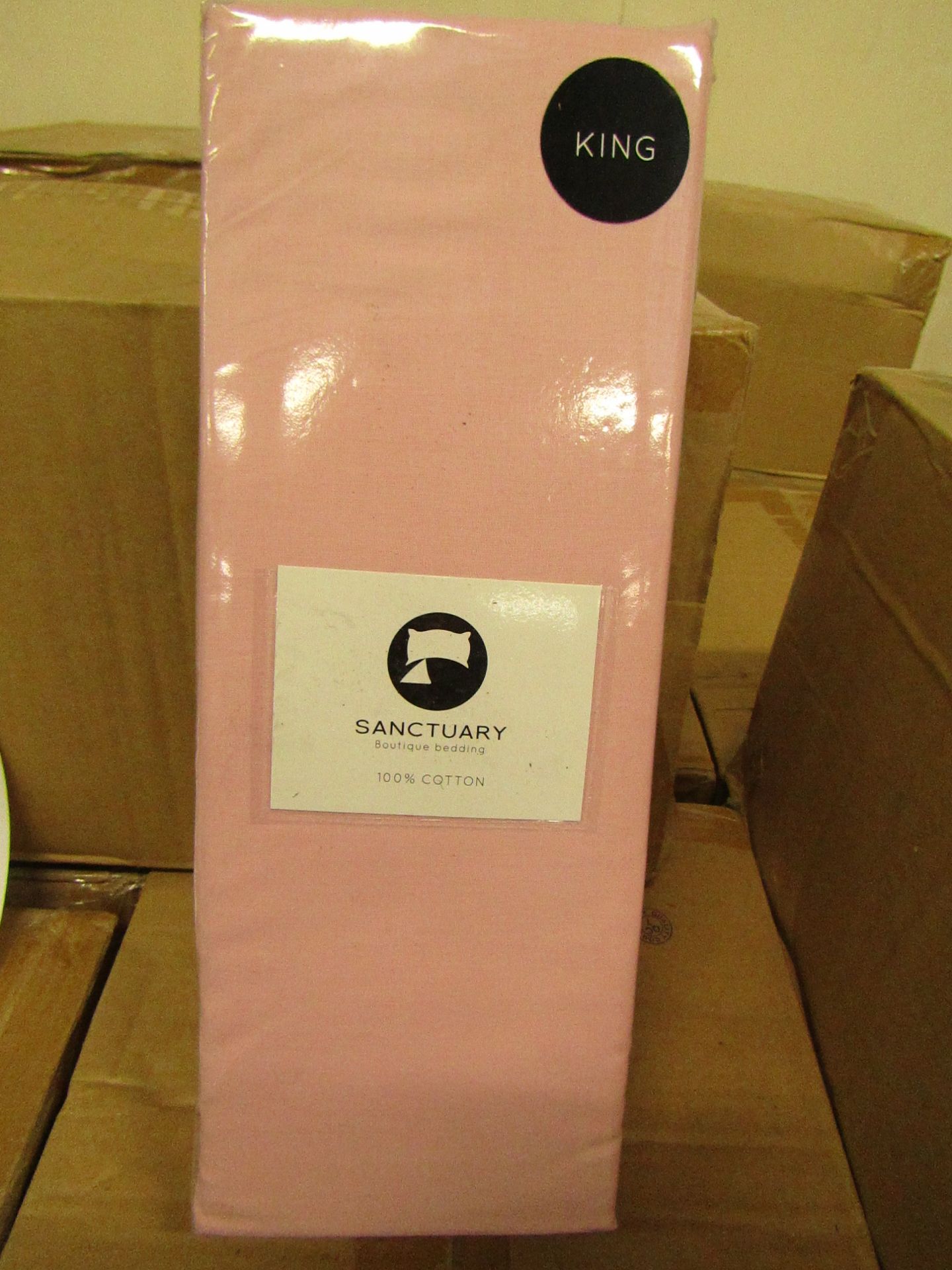 Sanctuary Fitted Sheet With Deep Box Kingsize Blush 100 % Cotton New & Packaged