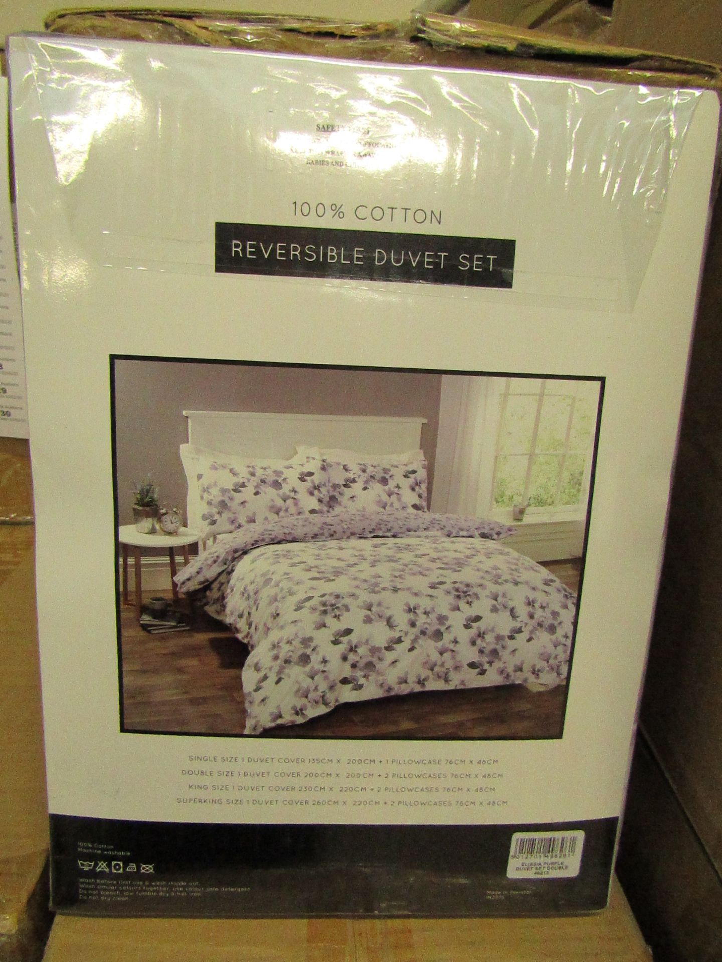 Sanctuary Elissia Purple Reversible Duvet Set Double 100 % Cotton RRP £59.99 New & Packaged
