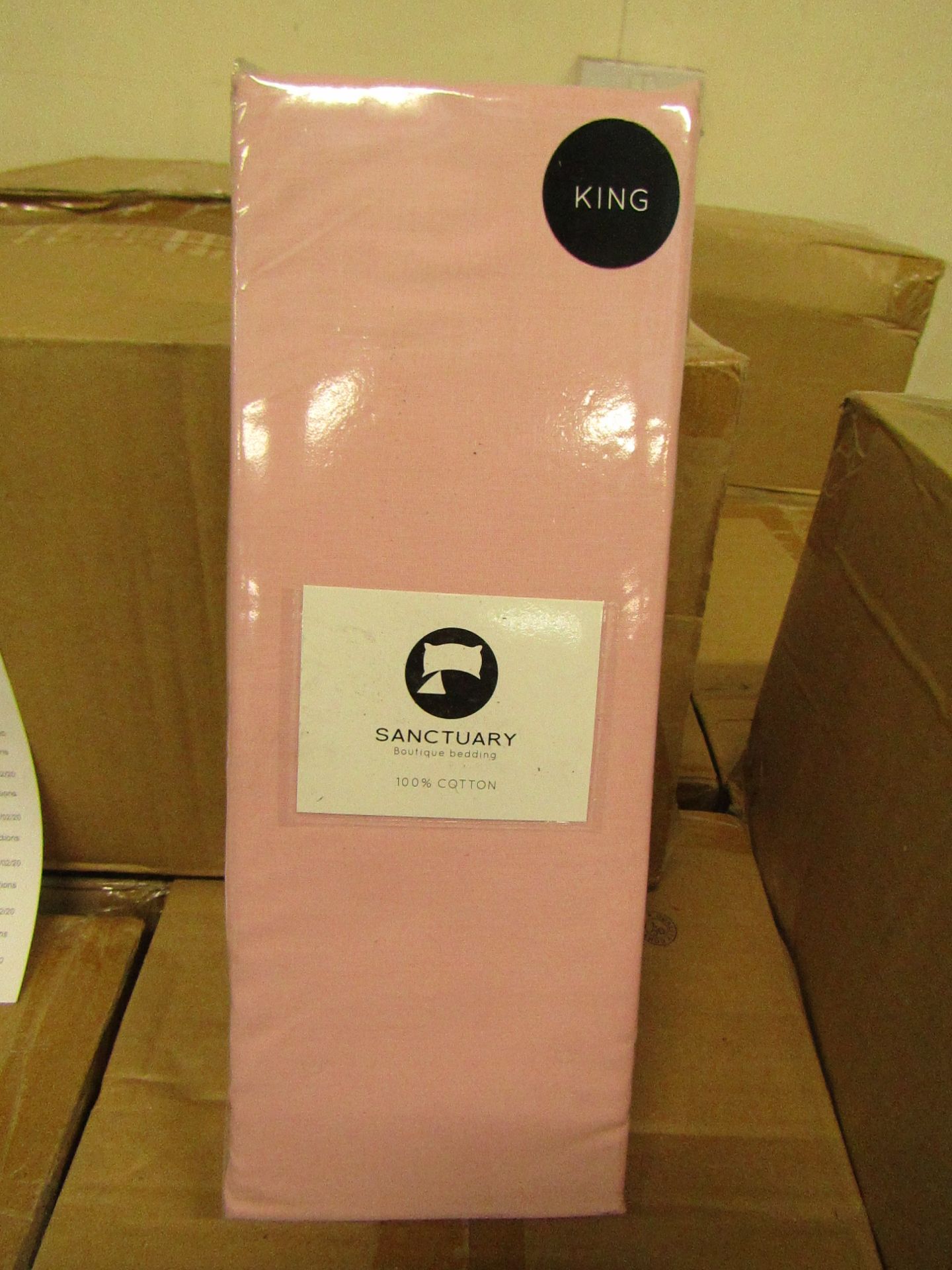 Sanctuary Fitted Sheet With Deep Box Kingsize Blush 100 % Cotton New & Packaged